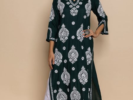 HOUSE OF KARI Chikankari Embroidered Straight Kurta Sale