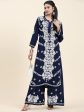 HOUSE OF KARI Ethnic Motifs Embroidered Chikankari Cotton Kurta & Palazzos on Sale