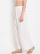 TAG 7 Women White Solid Straight Palazzos Cheap