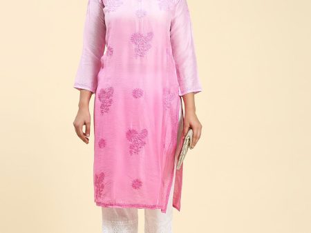 HOUSE OF KARI Floral Chikankari Embroidered Kurta For Cheap