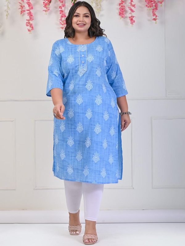 Swasti Ethnic Motifs Block Printed Pure Cotton Kurta on Sale