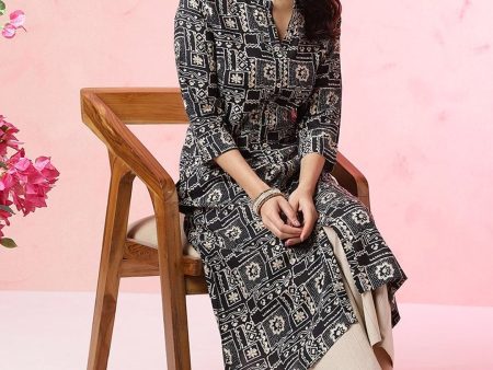 Anouk Abstract Printed Mandarin Collar Kurta on Sale