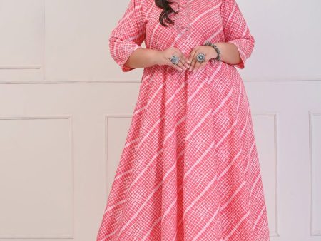 Swasti Geometric Printed Mirror Work Detailed Anarkali Kurta For Sale