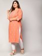 Swasti Women Peach-Coloured Ethnic Motifs Embellished Floral Kurta Supply