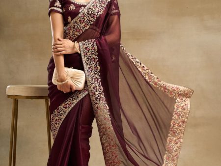 kasee Solid Embroidered Saree Online Hot Sale