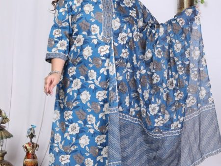 Swasti Floral Printed Regular Sequinned Pure Cotton Kurta with Trousers & Dupatta Fashion