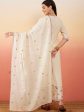 Sangria Floral Embroidered Pure Cotton Straight Kurta With Palazzo & Dupatta For Discount