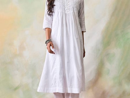 HOUSE OF KARI Ethnic Motifs Embroidered Chikankari Kurta Sale