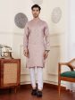 Mauve Modal Silk Wevon Designer Men s Rajwadi Kurta Set - Mahotsav Supply