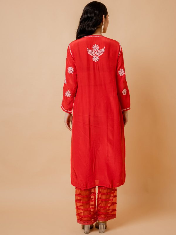 HOUSE OF KARI Ethnic Motifs Chikankari Silk Kurta Sale