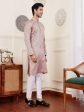 Mauve Modal Silk Wevon Designer Men s Rajwadi Kurta Set - Mahotsav Supply